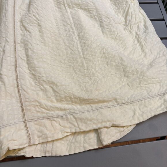 Urban Outfitters Serendipity Linen Babydoll Dress Womens S Cream Smocked V Neck - Picture 3 of 10